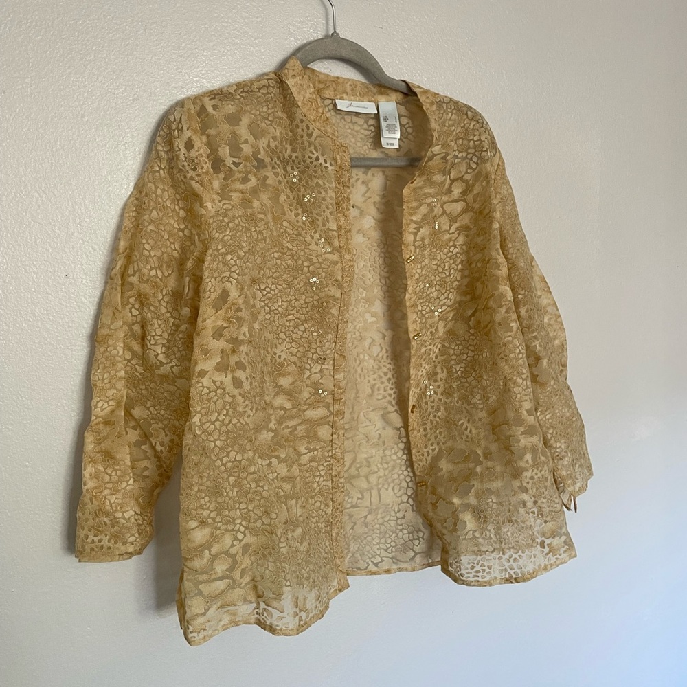 Animal Print Sequined Button Up Blouse